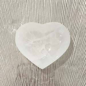 Selenite heart bowl for holding crystals.